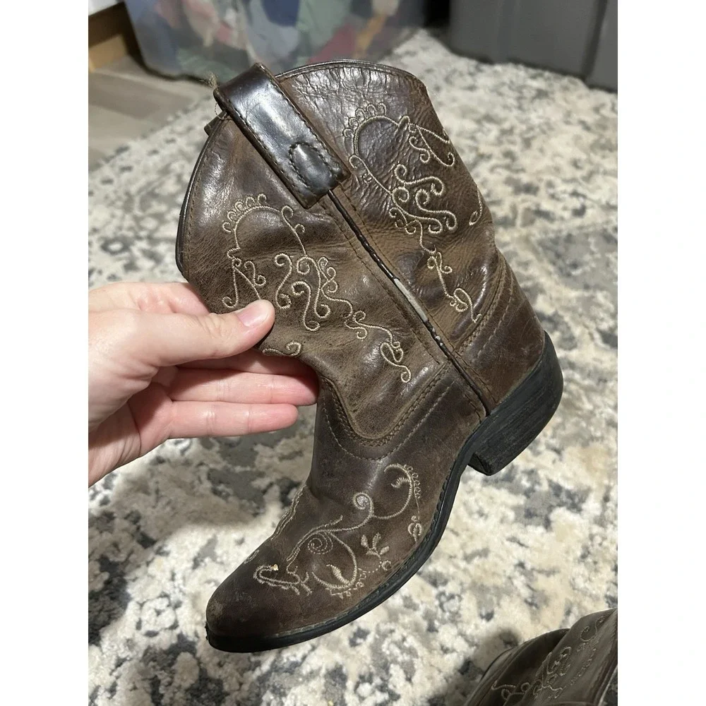 Smokey Mountain Brown Embroidered Western Cowgirl Boots Girls Sz 12